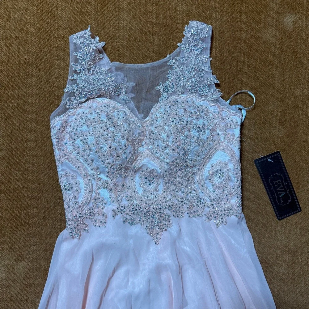 Formal Pink Embellished Ball Gown Dress Tulle Sleeveless Small‎ S Prom Quince